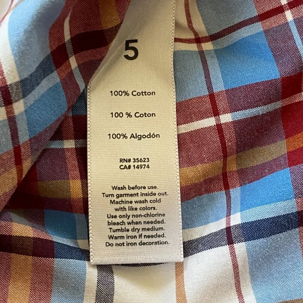 Carter's Boy Long Sleeve Dress Shirt, Button Down, Plaid, Size 5T
